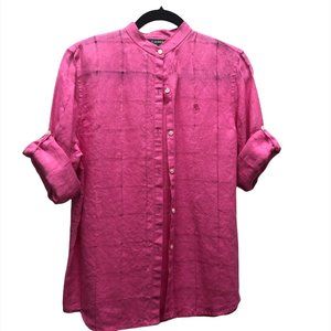 Pink Linen Weave Ralph Lauren Button Down with roll up sleeves